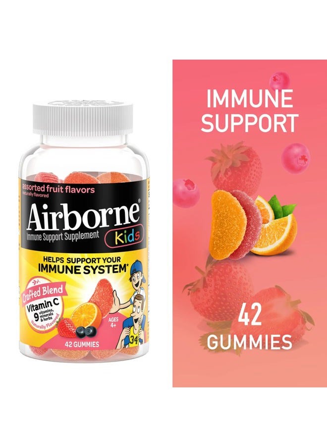 Airborne Kids Assorted Fruit Flavored Gummies Count Mg Of Vitamin C And Minerals Herbs Immune Support 42 Count (Pack of 2) Multi - Image 2