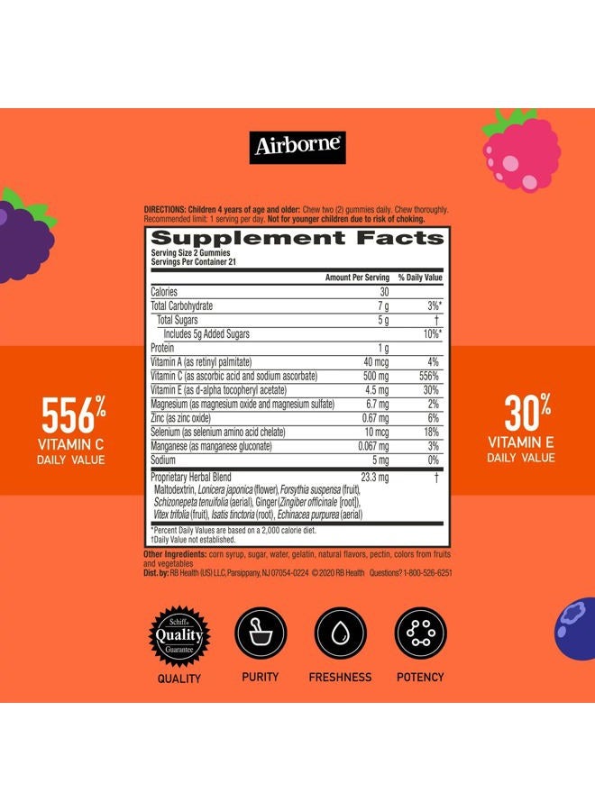 Airborne Kids Assorted Fruit Flavored Gummies Count Mg Of Vitamin C And Minerals Herbs Immune Support 42 Count (Pack of 2) Multi - Image 3