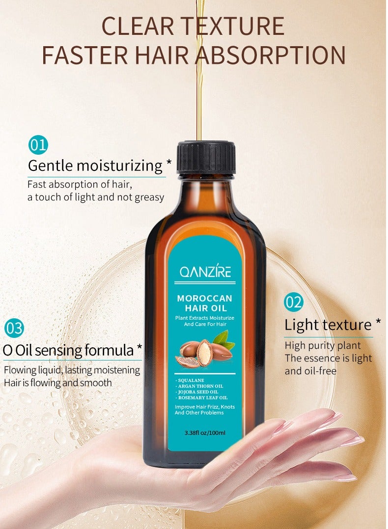 QANZIRE 2-PACK Moroccan Hair Oil, Anti-Frizz and Smooth Hair Oil 100ml*2 - Image 5