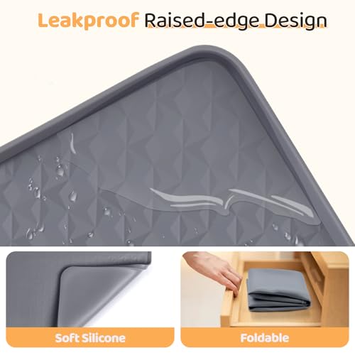 Bartuke Dog Food Mat, Extra Large 51" x 25.6" Silicone Pet Feeding Mat with Raised Edge Pet Placemat for Small, Medium, and Large Pets Non-Slip, Easy to Clean (Dark Grey) - Image 3