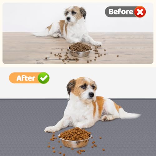 Bartuke Dog Food Mat, Extra Large 51" x 25.6" Silicone Pet Feeding Mat with Raised Edge Pet Placemat for Small, Medium, and Large Pets Non-Slip, Easy to Clean (Dark Grey) - Image 4
