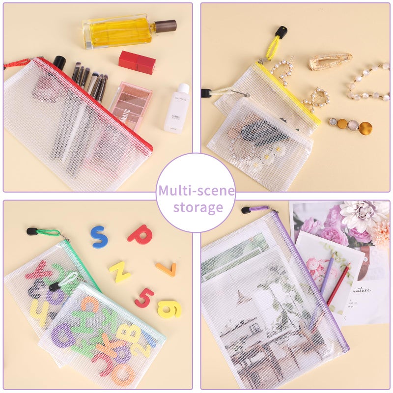 EOOUT 42pcs Mesh Zipper Pouch, 8 Sizes Waterproof Zipper Bags, 17 Colors, Multipurpose for Board Games Travel Storage, School Supplies, and Home Organization - Image 4