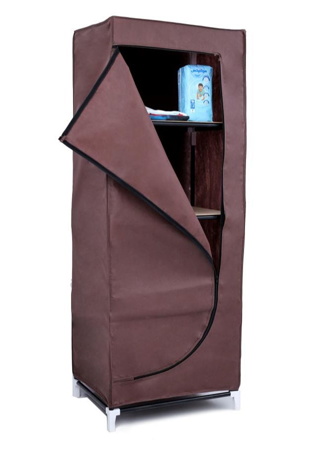 TTTP The Professionals Choice FOLDABLE NON-WOVEN WARDROBE WITH FOUR SHELVES . SIZE 39X50X135 CM - BROWN COLOR  - Image 1