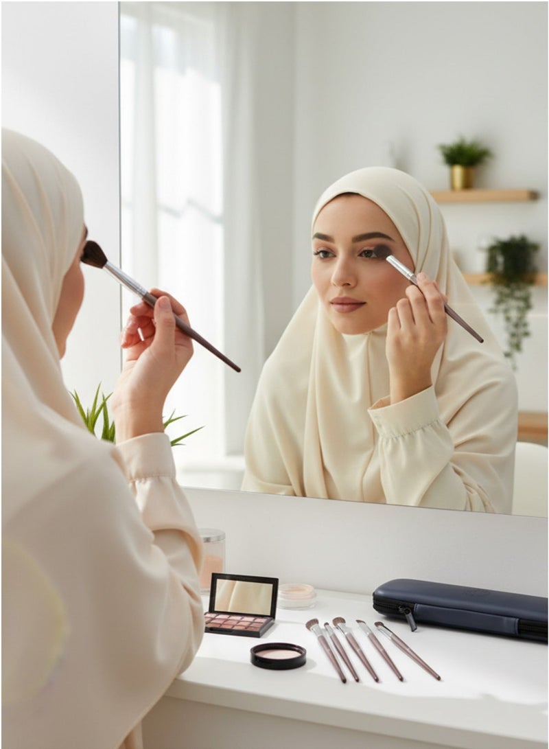 10-Piece Precision Eye Makeup Brush Set with Zipper Case – Charcoal Grey - Image 2