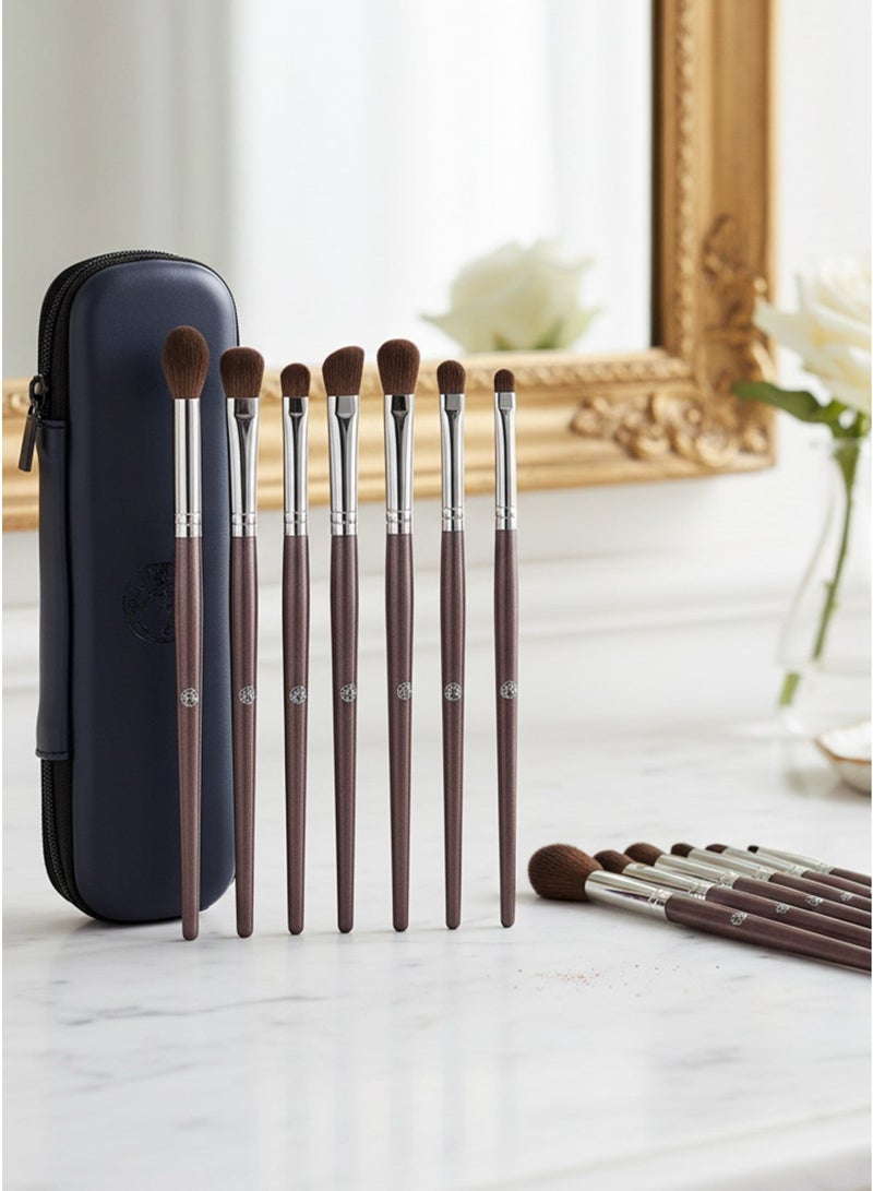 10-Piece Precision Eye Makeup Brush Set with Zipper Case – Charcoal Grey - Image 4