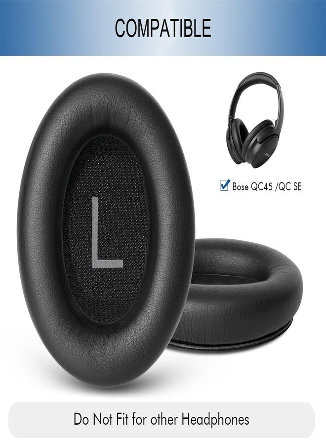 GEVO Replacement Ear Pads for Bose QC45, Ear Cushions for Bose QuietComfort 45 (QC45) & Quiet Comfort SE (QC SE) Headphones, Earpads with Softer Leather Noise Isolation Foam (Black) - Image 2