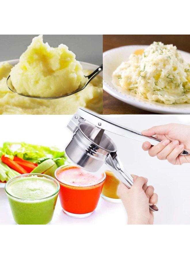 إسكدنيا هرّاسة بطاطس يدوية 3×1 مصنوعة من الستانلس ستيل فضي 15Ø³Ù†ØªÙŠÙ…ØªØ± - Image 2
