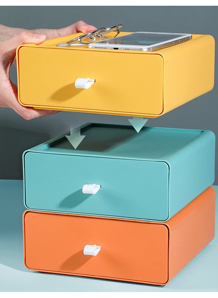 Excefore Desk Organizer, Drawer Type, Stackable, DIY in Four Colours Freely, DIY Design in Four Colors - Efficient Storage Solution (Green) - Image 5