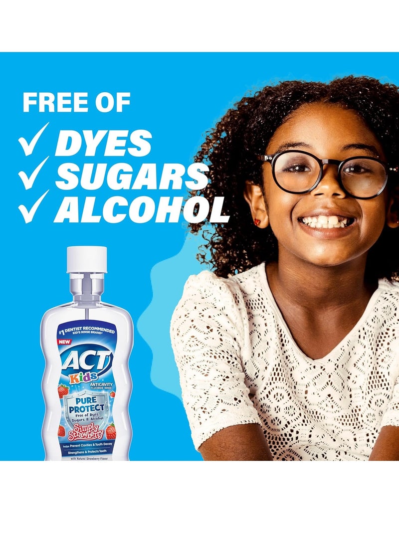 ACT Kids Pure Protect Anticavity Fluoride Rinse, Natural Strawberry Flavor Without Sugar, Free from Dyes & Alcohol, 16.9 fl. oz. - Image 3