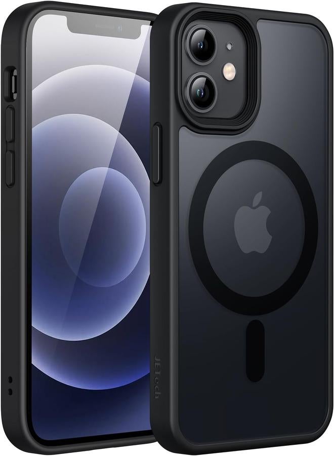 جي تيك جراب مغناطيسي لهاتف Iphone 12 Mini مقاس 5.4 بوصة متوافق مع Magsafe، غطاء خلفي شفاف غير لامع رفيع مقاوم للصدمات، أسود - Image 1