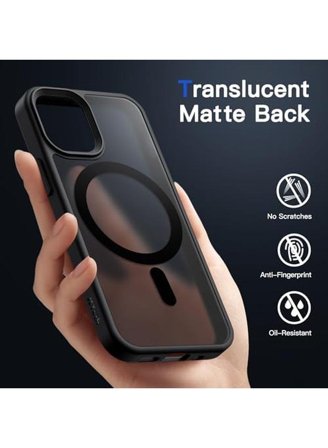 جي تيك جراب مغناطيسي لهاتف Iphone 12 Mini مقاس 5.4 بوصة متوافق مع Magsafe، غطاء خلفي شفاف غير لامع رفيع مقاوم للصدمات، أسود - Image 4