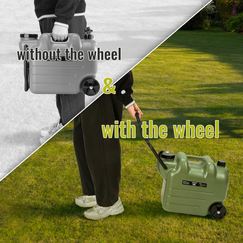 GIGYES 7.4 Gallon Water Jug with Wheels & Folding Handle, Rolling Wheel Water Storage Tank for Hiking Camping, Portable - Image 5