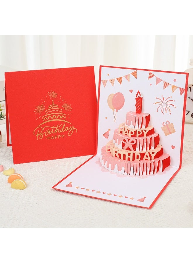 Cake Design 3D Pop-Up Card, Greeting Card for Birthday, Sturdy and Solid Cardstock Gift Card with Envelope and Thank You Card.15X15CM - Image 1