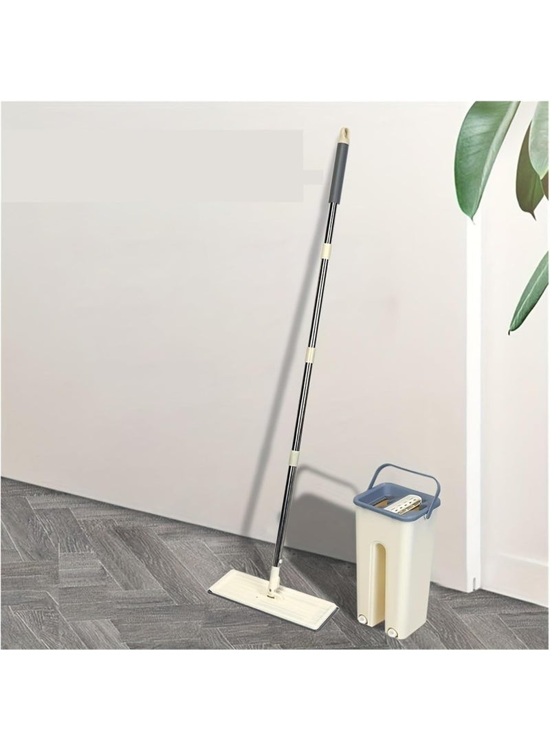 Mop and Bucket Set with Two Wet and Dry Microfiber Pads, a Home Floor Cleaning System for Floors and Windows (White) - Image 5