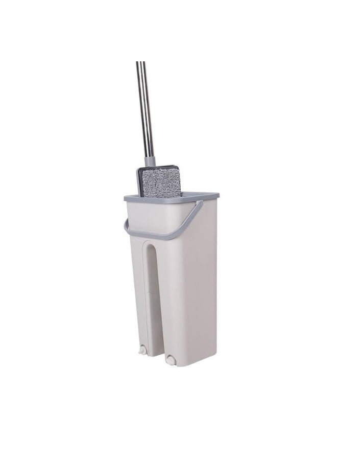 Mop and Bucket Set with Two Wet and Dry Microfiber Pads, a Home Floor Cleaning System for Floors and Windows (White) - Image 1