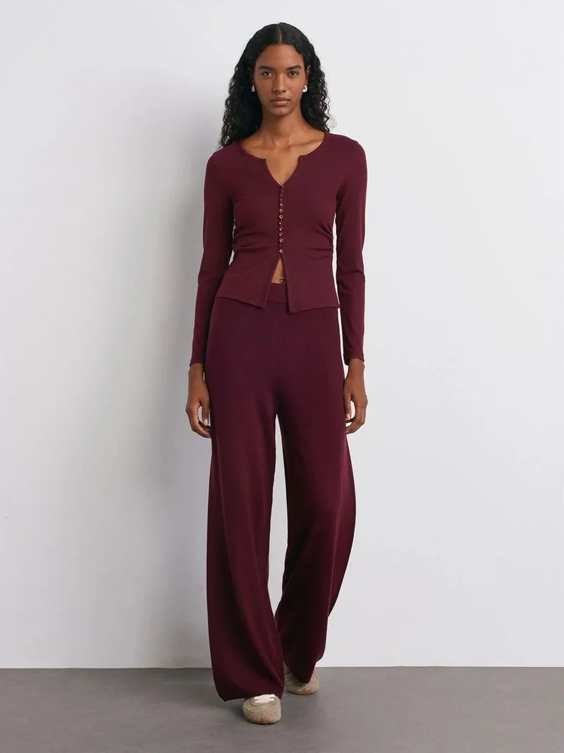 Dilvin DILVIN Women’s Wide-leg Lurex Knit Trousers