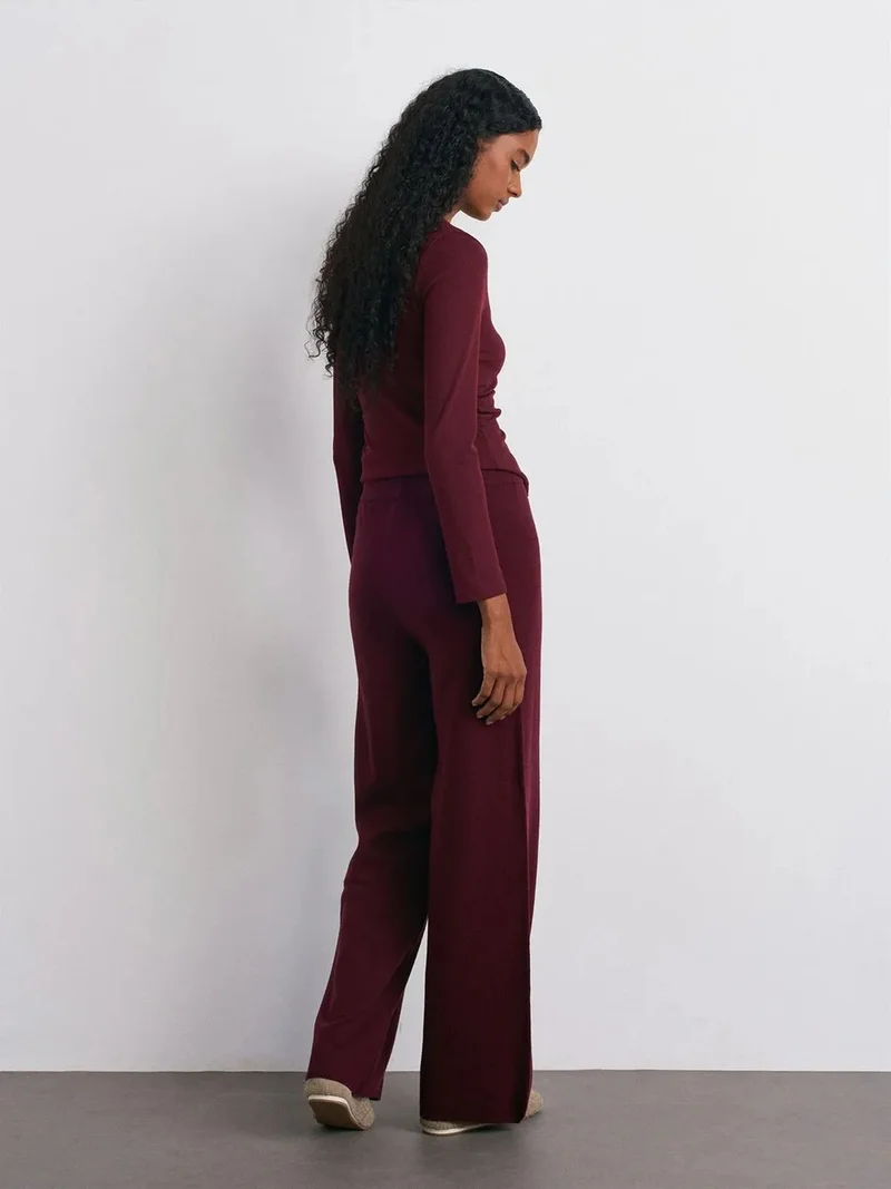 Dilvin DILVIN Women’s Wide-leg Lurex Knit Trousers