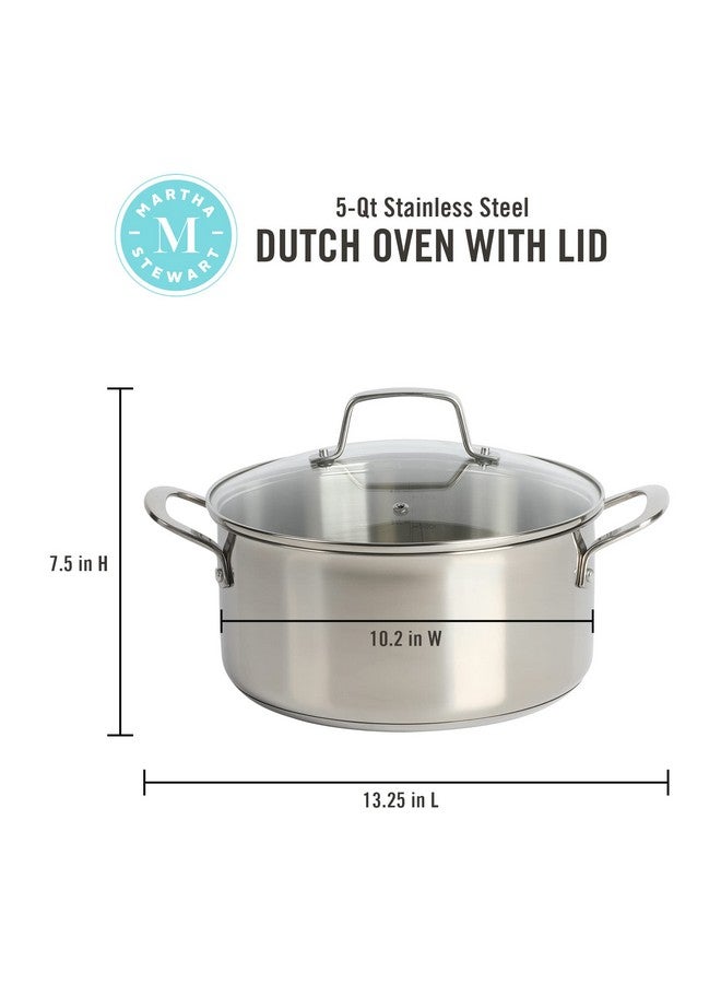 Martha stewart Martha Stewart Castelle 5-Quart 18/8 Stainless Steel Induction Safe Dutch Oven Casserole Pot With lid  - Image 2