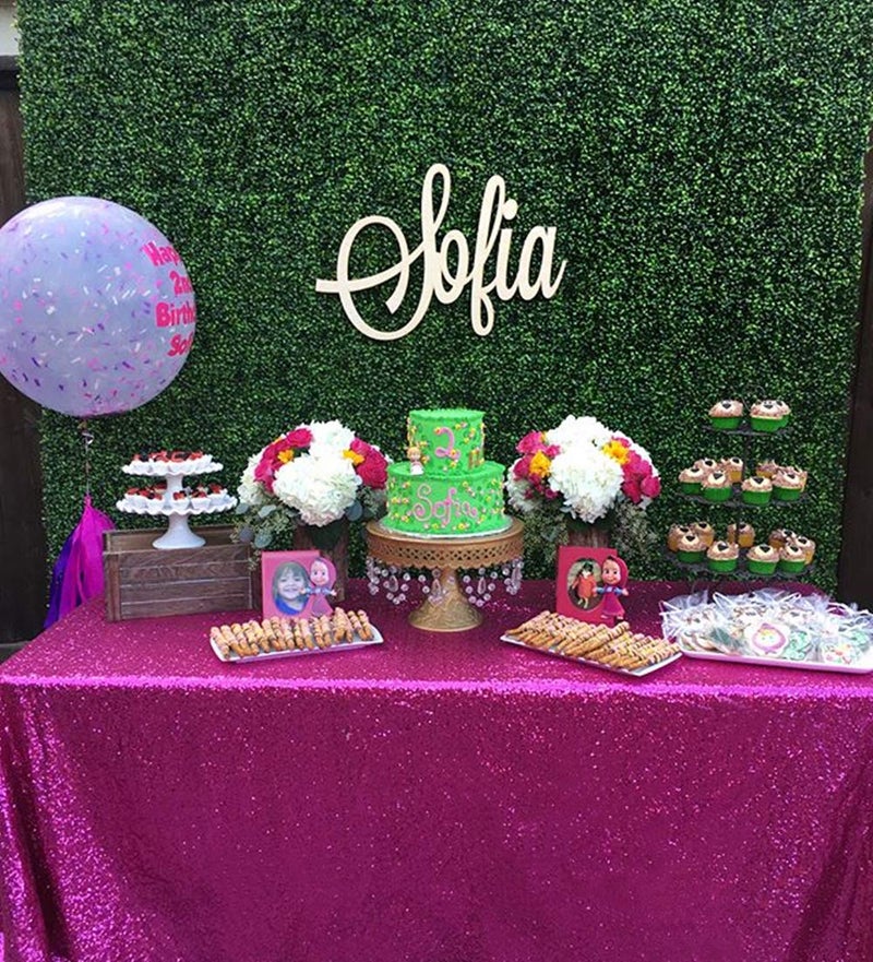بي.كول B-Cool Fuchsia tablecloth 50x50 بوصة مربعة ترتر tablecloth حلوى الترتر باينات بريق المائدة المائدة الزفاف ترتر tablecloth - Image 3