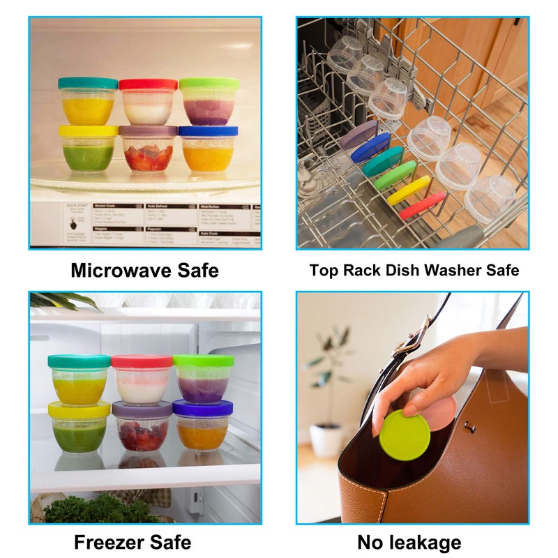 Youngever 18 Pack Baby Food Storage, 2 Ounce Baby Food Containers with Lids and Labels, 9 Assorted Colors - Image 4
