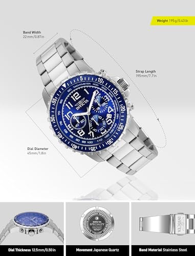 Invicta Men's Specialty Quartz Watch with Stainless Steel Band, Silver (Model: 6621) - Image 3