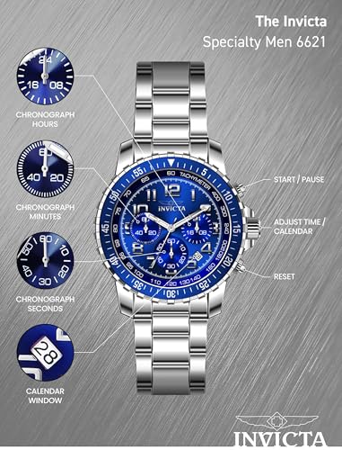 Invicta Men's Specialty Quartz Watch with Stainless Steel Band, Silver (Model: 6621) - Image 4