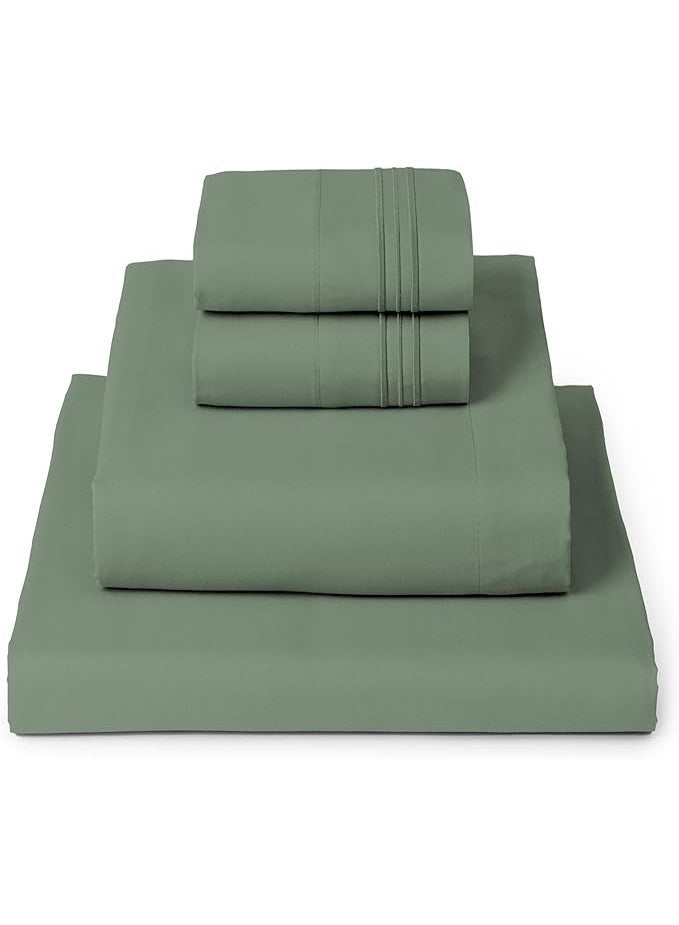 Mellanni King Sheets Set - 4 PC Iconic Collection Bedding - Hotel Luxury, Extra Soft, Cooling Bed Sheets - Wrinkle, Fade, Stain Resistant (King, Sage) - Image 1