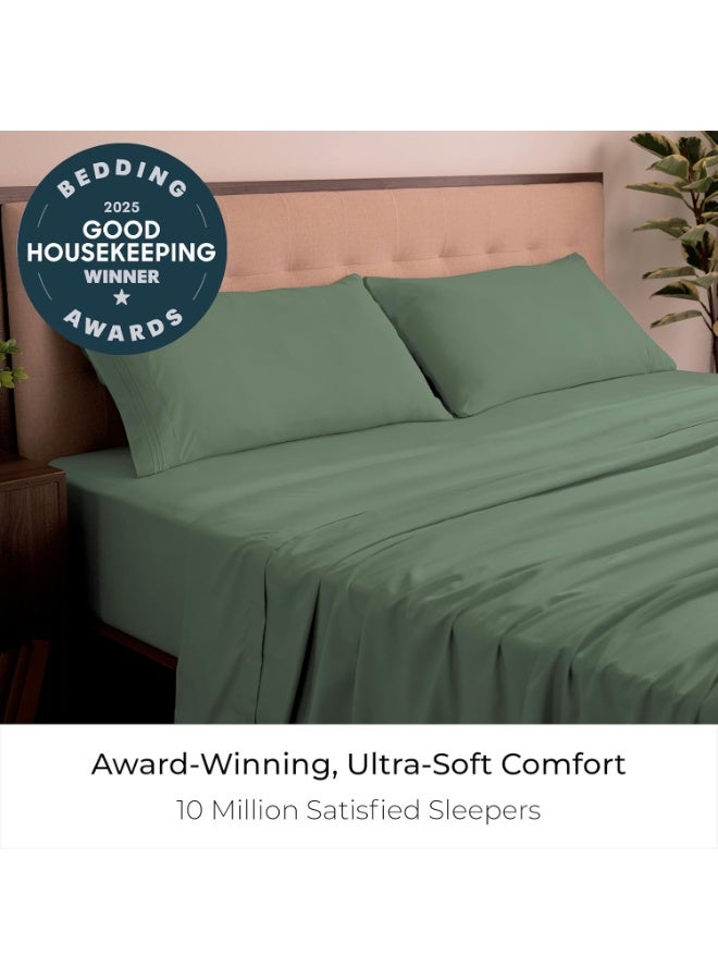 Mellanni King Sheets Set - 4 PC Iconic Collection Bedding - Hotel Luxury, Extra Soft, Cooling Bed Sheets - Wrinkle, Fade, Stain Resistant (King, Sage) - Image 3