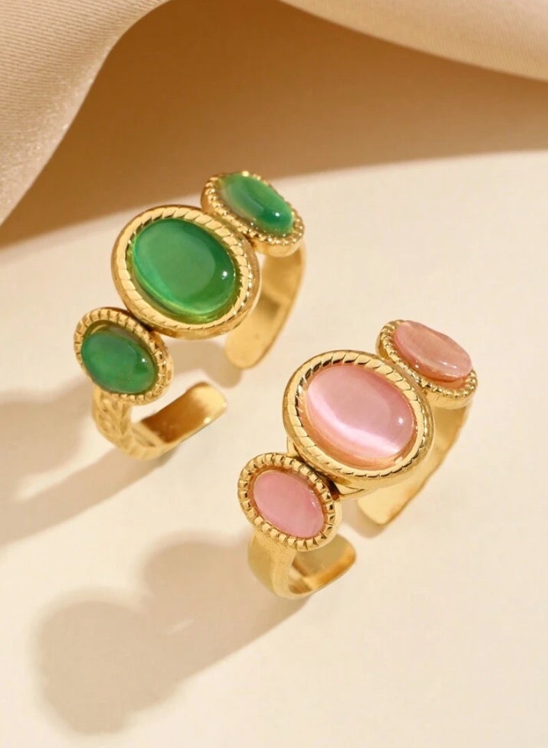 Equal 2 Pcs Stainless Steel Gold Plated Ring For Women One Size - Image 1