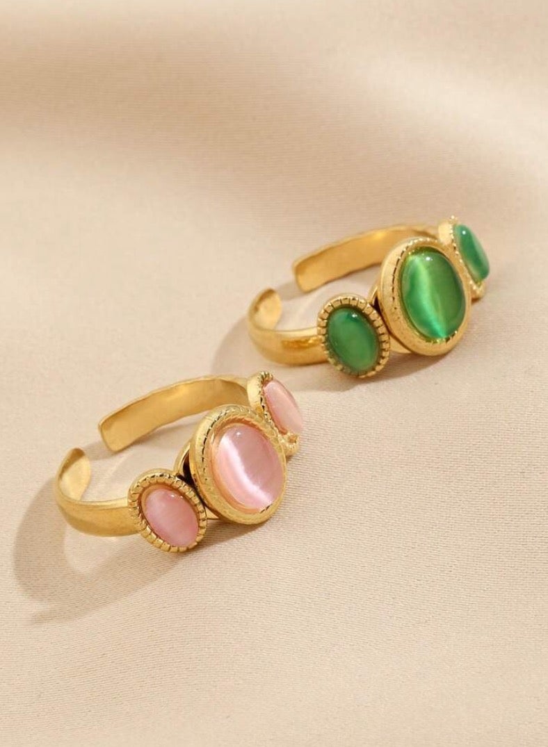 Equal 2 Pcs Stainless Steel Gold Plated Ring For Women One Size - Image 2