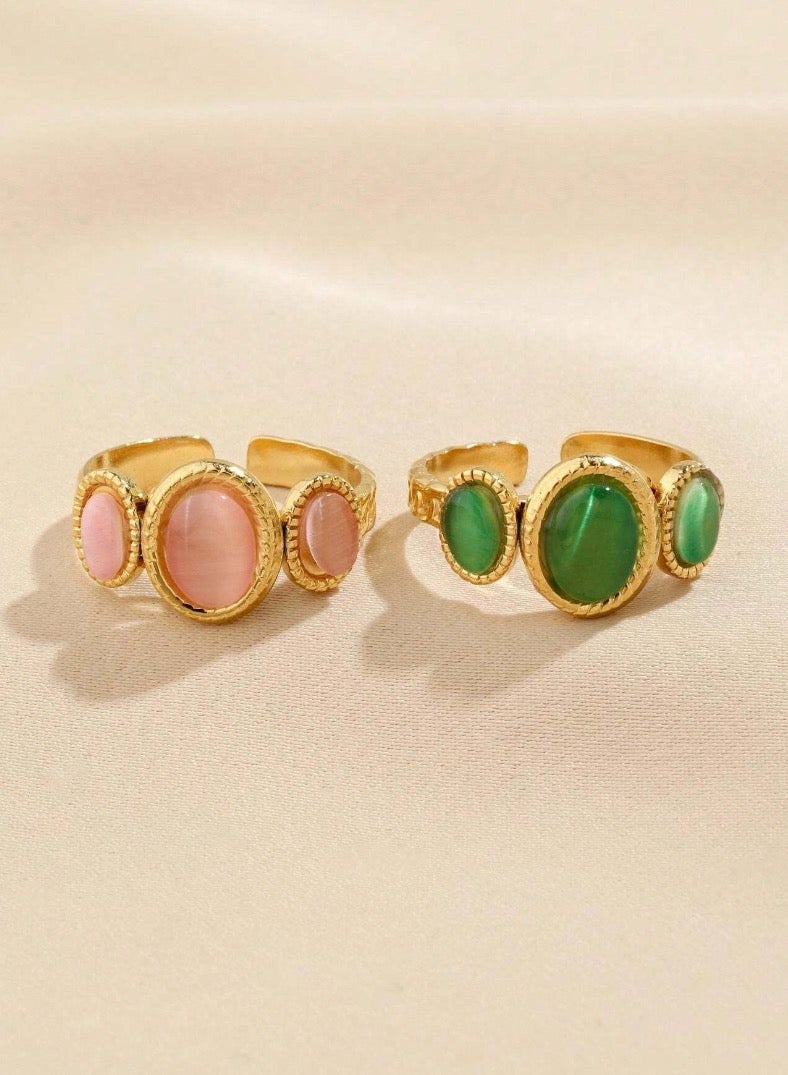 Equal 2 Pcs Stainless Steel Gold Plated Ring For Women One Size - Image 3