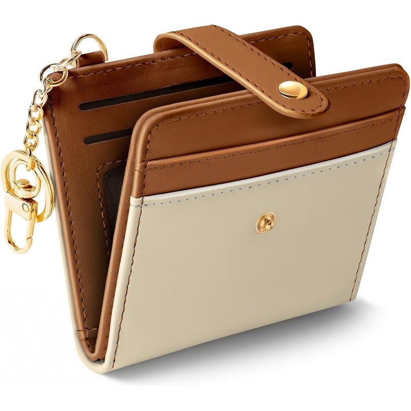 Jogjam Rfid Women Wallet, Small Slim Thin Credit Card Holder, A Beige and Caramel, Small, Modern - Image 1