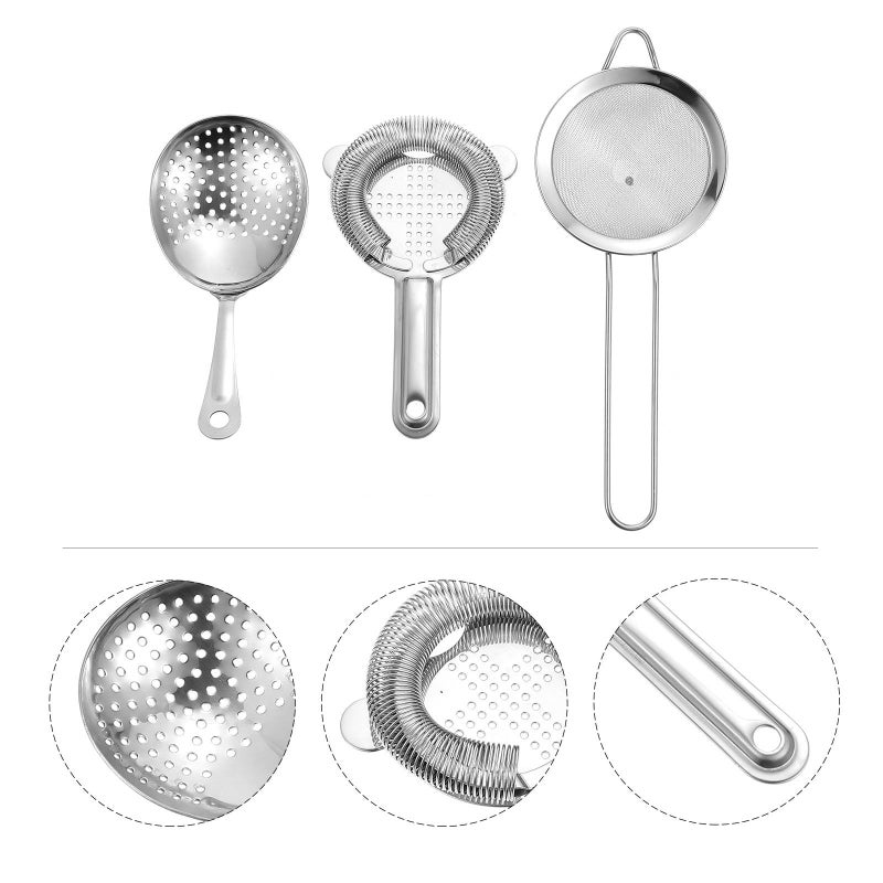 Stainless Steel Cocktail Shaker Set 3Pcs Bartender Tools Bar Mixing Equipment - Image 5