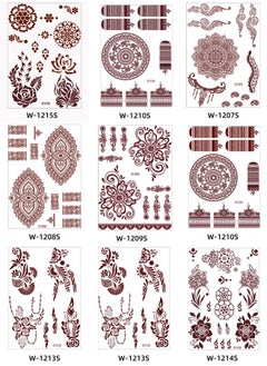 9-Piece Henna Hand Waterproof Temporary Semi-Permanent Stickers