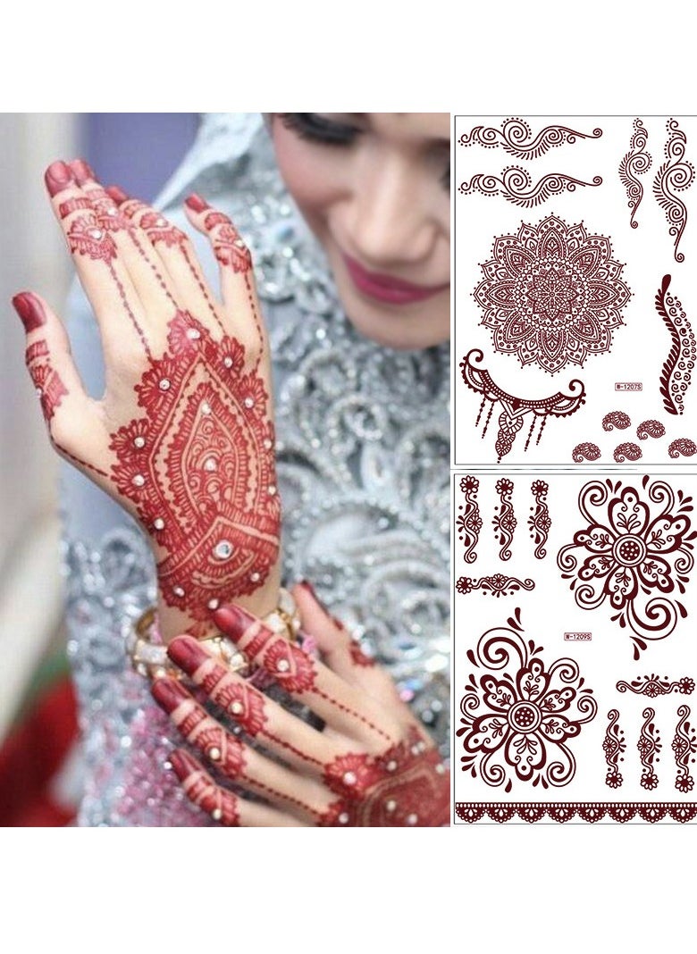 Generic - 9-Piece Henna Hand Waterproof Temporary Semi-Permanent Stickers - Image 1