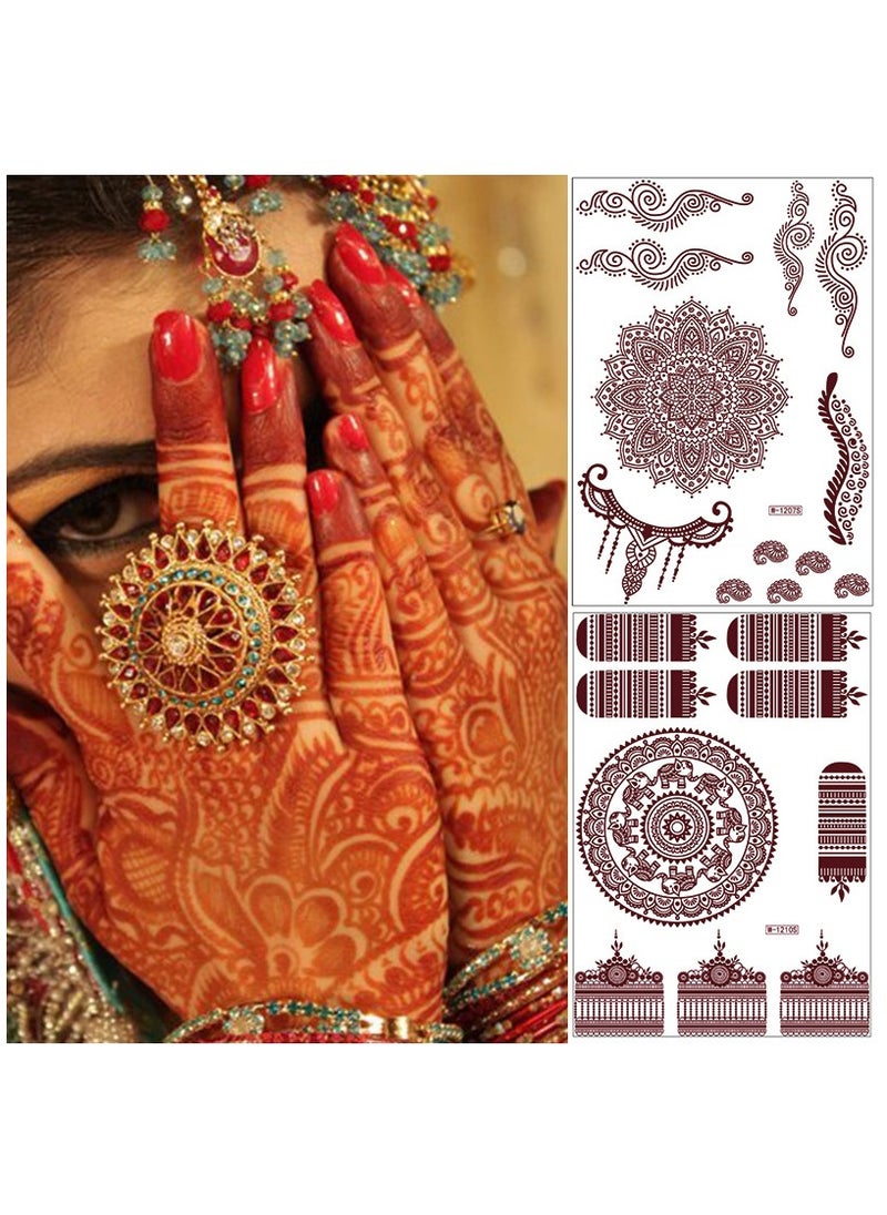 Generic - 9-Piece Henna Hand Waterproof Temporary Semi-Permanent Stickers - Image 1