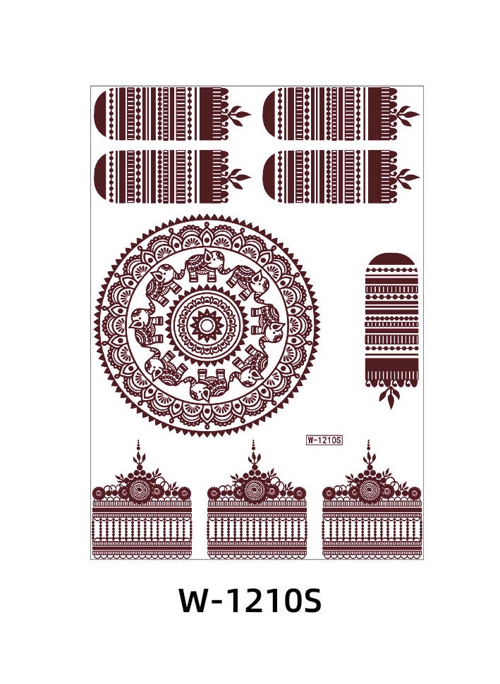Generic - 9-Piece Henna Hand Waterproof Temporary Semi-Permanent Stickers - Image 1