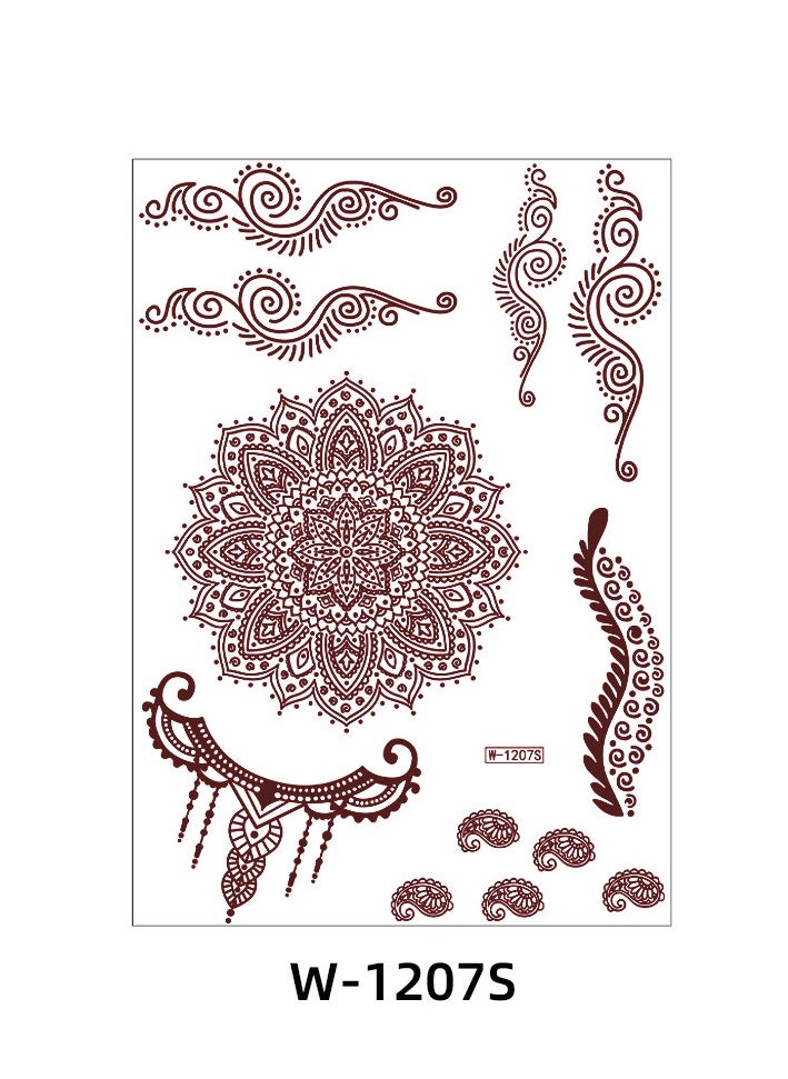 Generic - 9-Piece Henna Hand Waterproof Temporary Semi-Permanent Stickers - Image 1