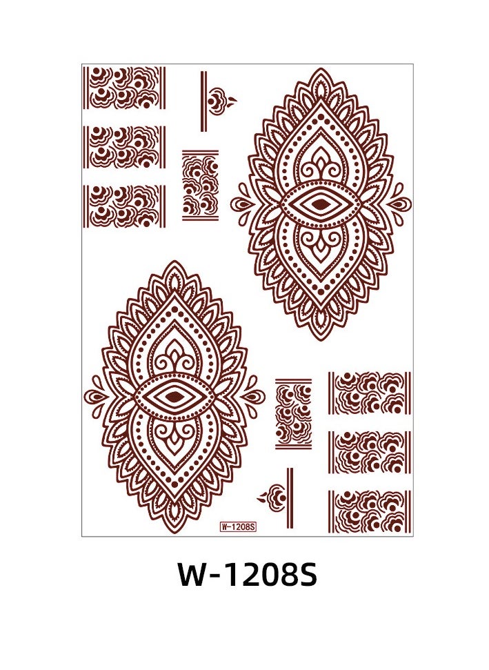 Generic - 9-Piece Henna Hand Waterproof Temporary Semi-Permanent Stickers - Image 1