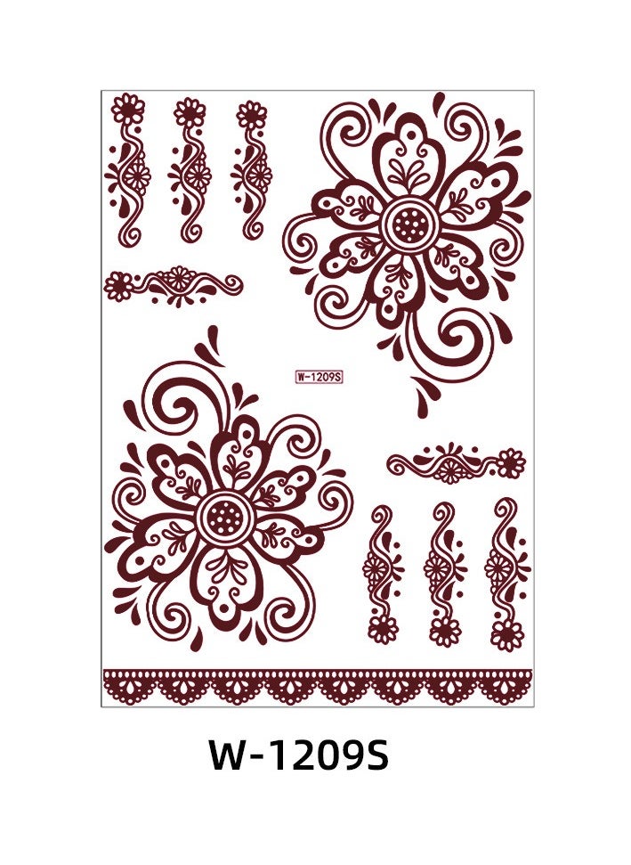 Generic - 9-Piece Henna Hand Waterproof Temporary Semi-Permanent Stickers - Image 1