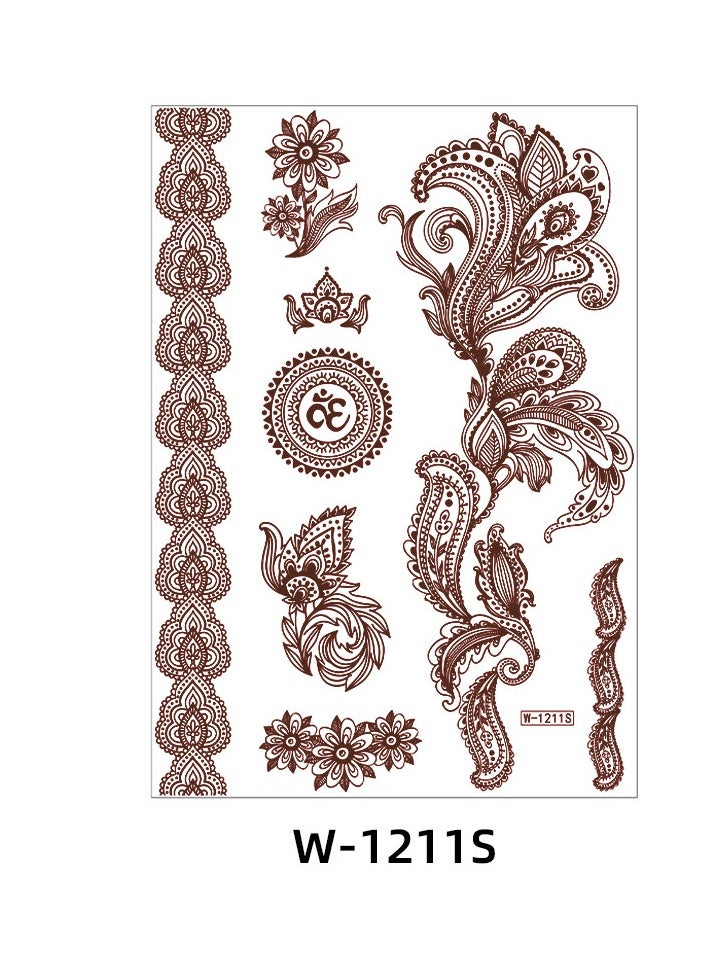 Generic - 9-Piece Henna Hand Waterproof Temporary Semi-Permanent Stickers - Image 1