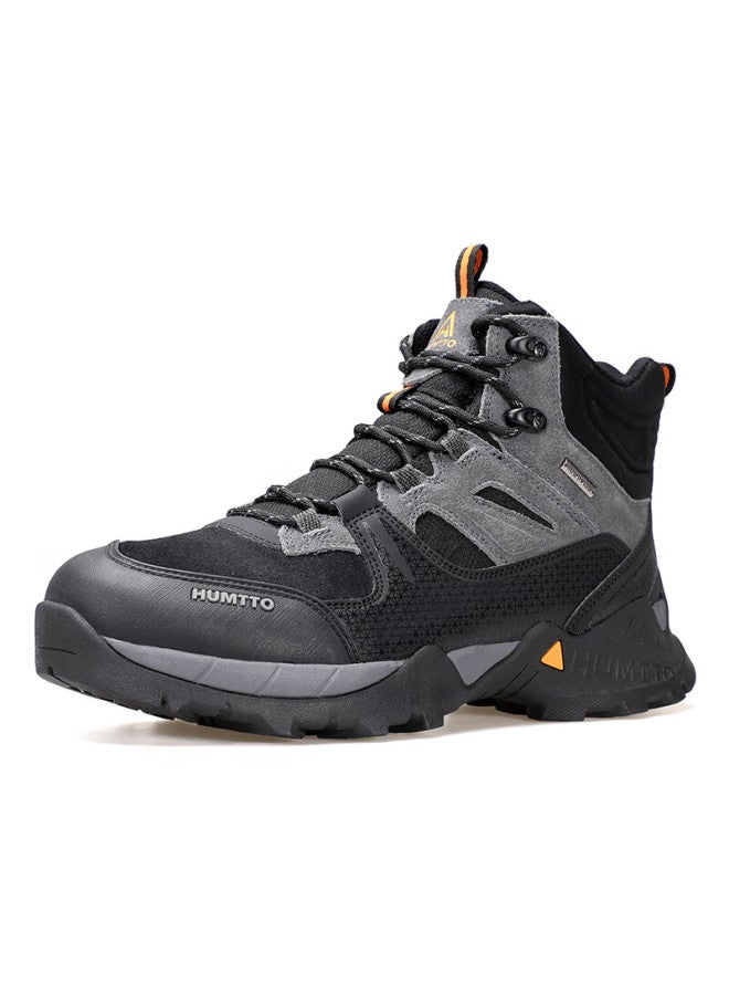 Humtto High-top Waterproof Shoes For Men, Rain-resistant, Non-slip, Wear-resistant Hiking And Mountaineering Shoes, Outdoor Trail Climbing Shoes, Black, Size 40 - Image 1