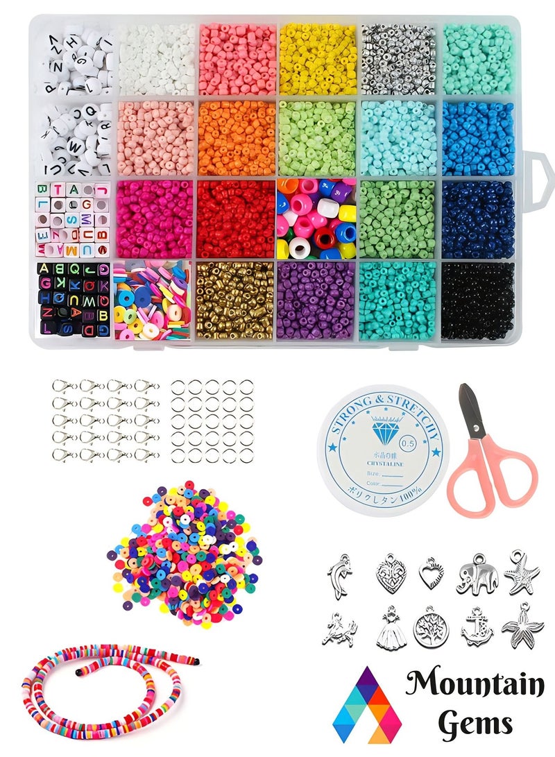 Mountain Gems Beads Kit Colors and Alphabet Letter for Bracelet Jewelry Making  - Image 1