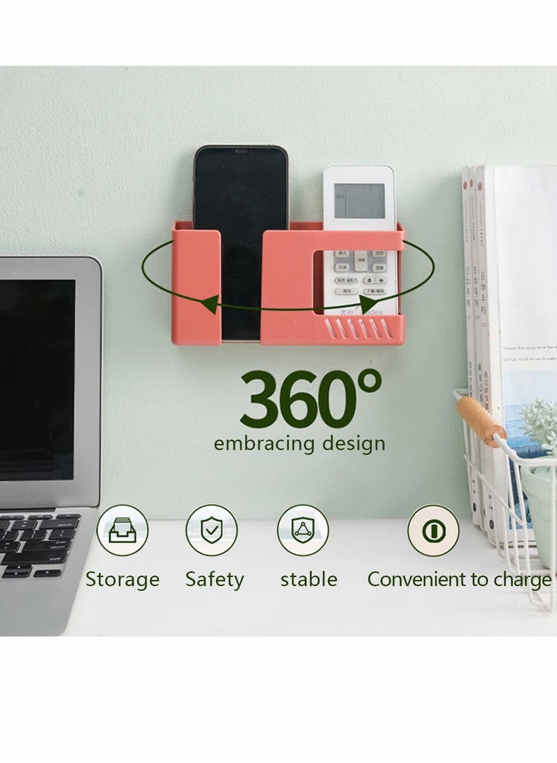 SYOSI - 4Pcs Wall Mounted Mobile Phone Storage Box, Self-Adhesive No-Punch Multi-Function Remote Control Holder, Bathroom Bedroom Bedside Office Shelf - Image 1
