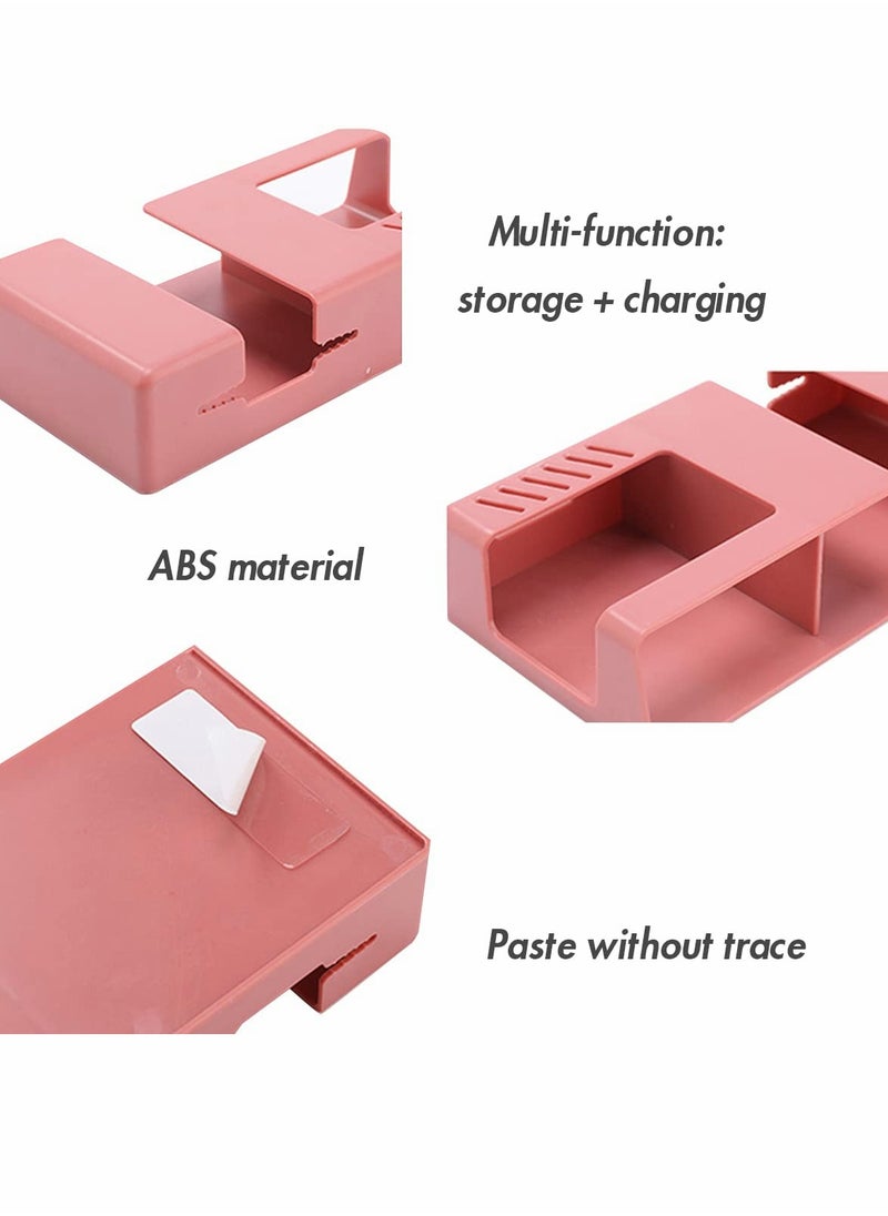 SYOSI - 4Pcs Wall Mounted Mobile Phone Storage Box, Self-Adhesive No-Punch Multi-Function Remote Control Holder, Bathroom Bedroom Bedside Office Shelf - Image 1