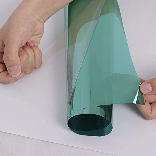 SIA VENDORS? Privacy Window Mirror Film One Way Tint Glass Tint for Home Self Static Cling Vinly Glass Film Door Window/Heat Control/Sidelight/Anti UV Decorative (20 X 24 INCHES, Green Silver) - Image 3