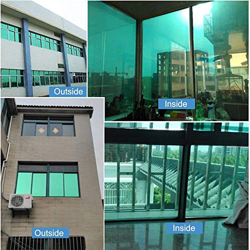 SIA VENDORS? Privacy Window Mirror Film One Way Tint Glass Tint for Home Self Static Cling Vinly Glass Film Door Window/Heat Control/Sidelight/Anti UV Decorative (20 X 24 INCHES, Green Silver) - Image 5