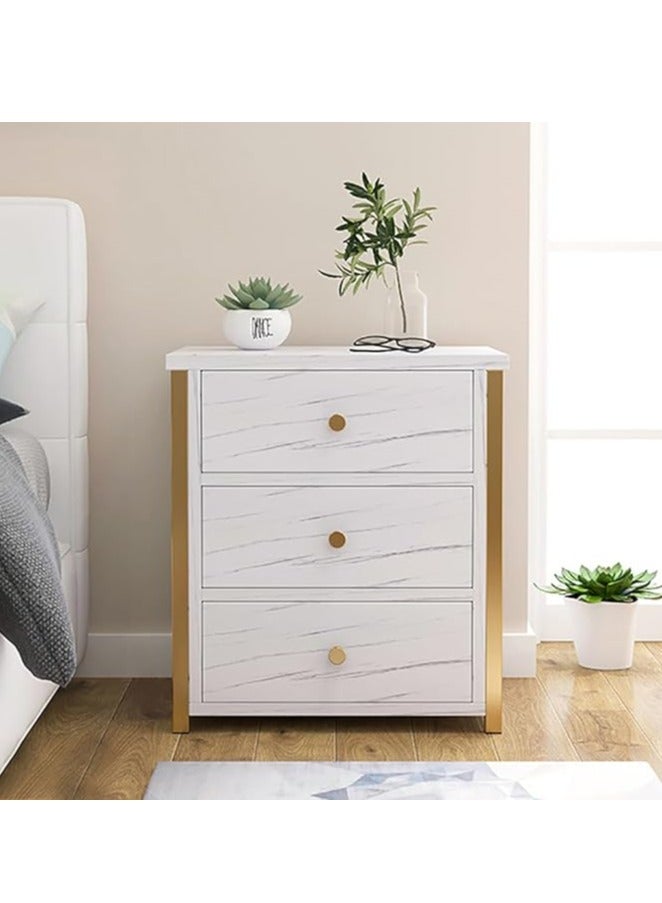 Generic Bedside Cabinet,Bedside Table,Wooden Nightstand with 3 Drawers and Spacious Countertop Sofa Side Table for Bedroom Living Room (White)  - Image 2