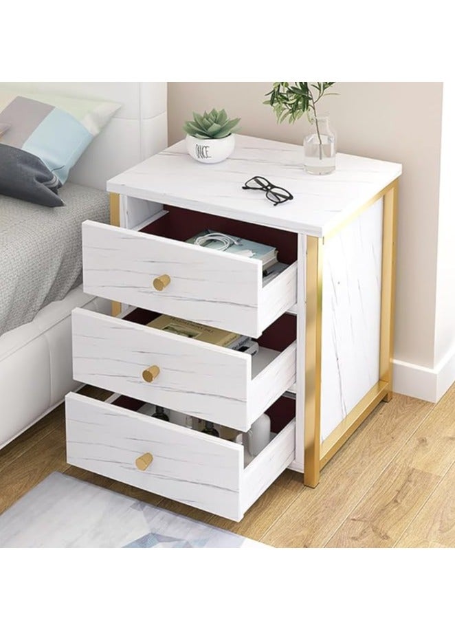 Generic Bedside Cabinet,Bedside Table,Wooden Nightstand with 3 Drawers and Spacious Countertop Sofa Side Table for Bedroom Living Room (White)  - Image 3