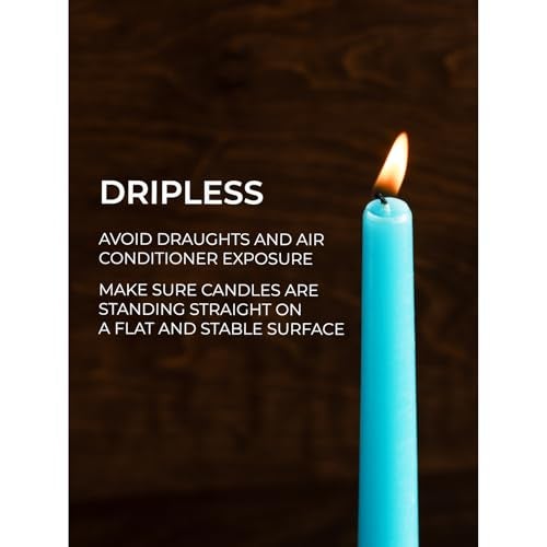 CANDWAX 10 inch Taper Candles Set of 12 - Dripless Taper Candles and Unscented Candlesticks - Perfect for Dinner or Wedding - Turquoise Candle - Image 4